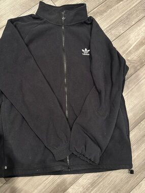 adidas Black fleece Jacket with White Trefoil Tag (L)